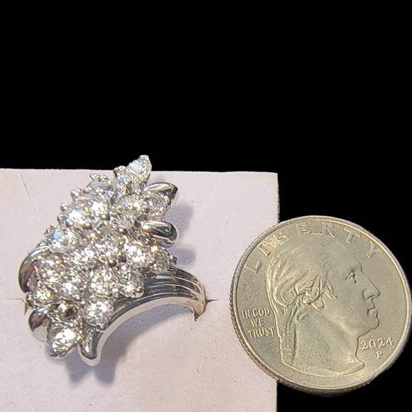 Vintage Panetta Jewelry Sterling Silver And Rhinestone 3-Dimensional Ring - Picture 4 of 11